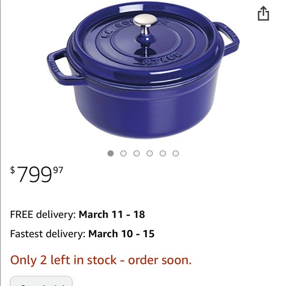 Staub new #24 3.75-Qt Lily Lid Dark Blue - Picture 8 of 13